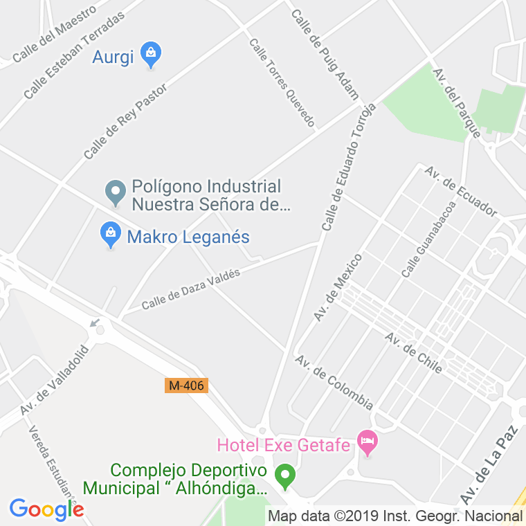 Código Postal calle Daza Valdes en Leganés