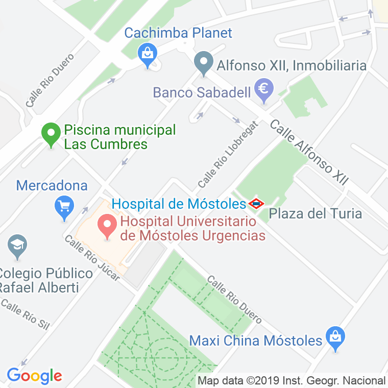 Código Postal calle Rio Llobregat en Móstoles