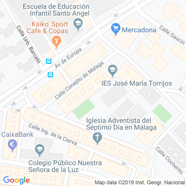 Código Postal calle Alcalde Joaquin Alonso, pasaje en Málaga