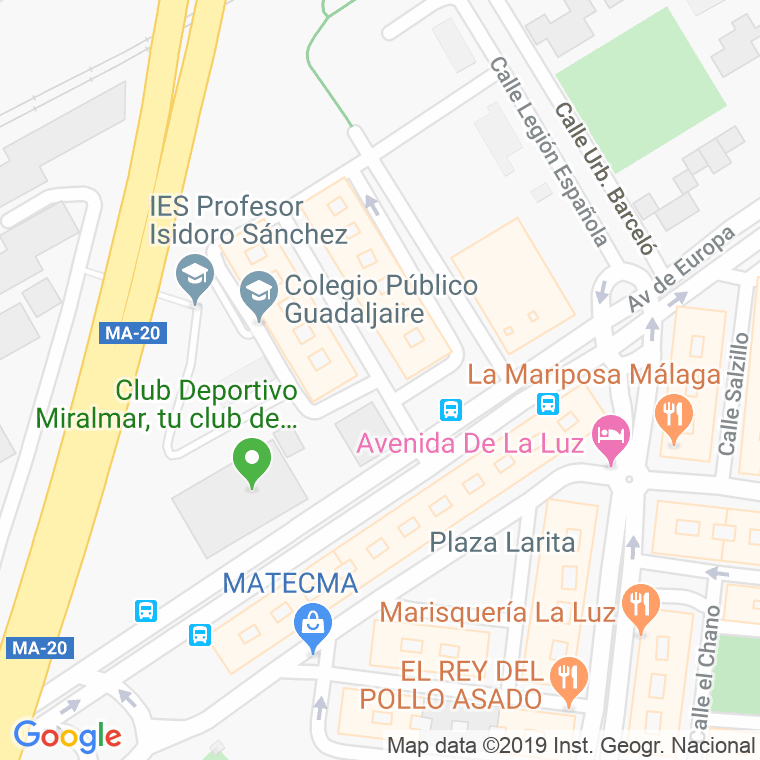 Código Postal calle Calerito en Málaga