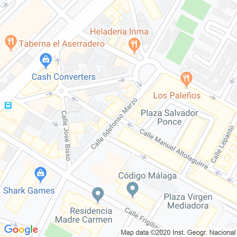 Código Postal calle Ildefonso Marzos en Málaga