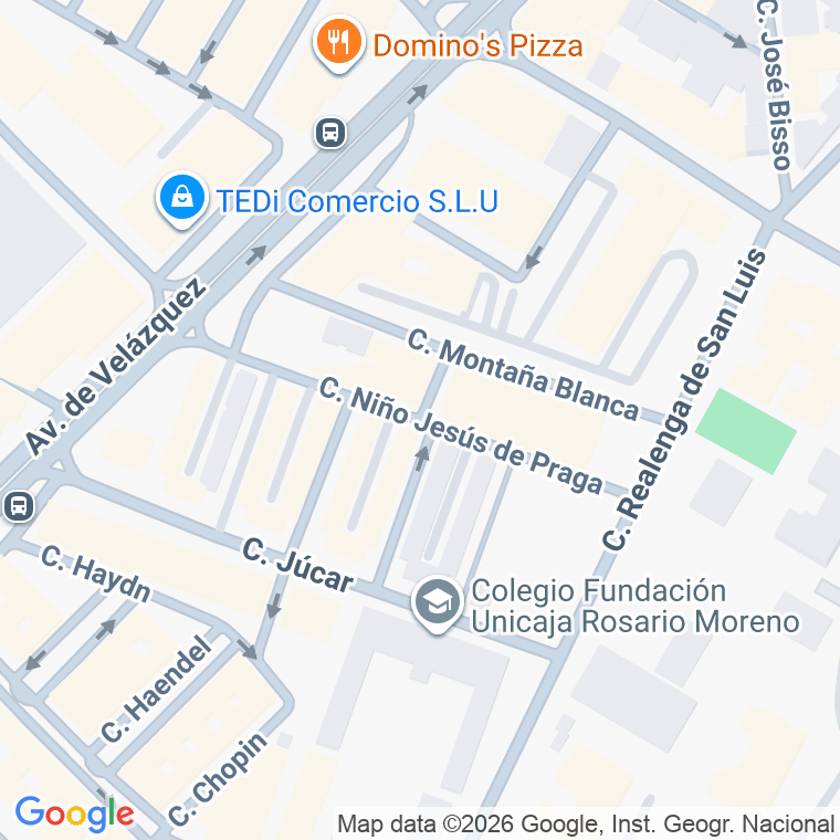 Código postal de Calle Niño Jesus de Praga en Malaga