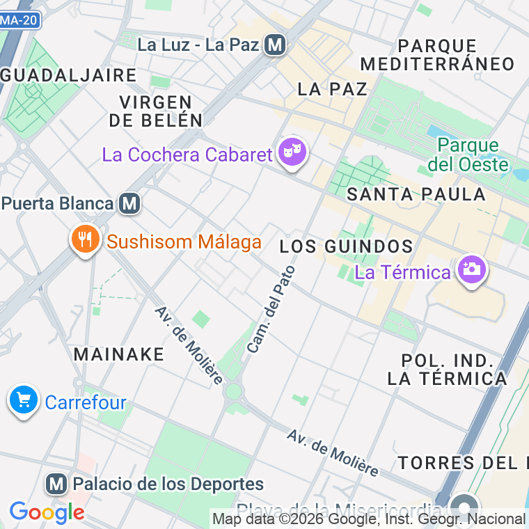 Código postal de Gregorio Diego, Avenida en Málaga