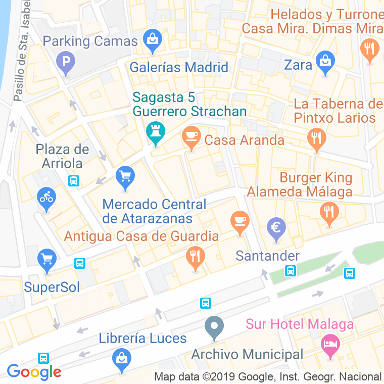 Código Postal calle Alhondiga en Málaga