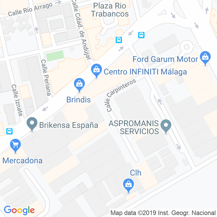 Código Postal calle Carpinteros en Málaga