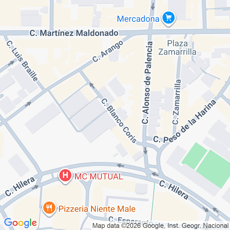 Código postal de Blanco Coris en Málaga