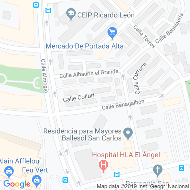 Código Postal calle Colibri en Málaga