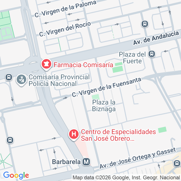 Código postal de Virgen de la Fuensanta   (pares del 2 al Final) en Málaga