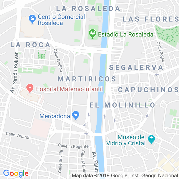 Código Postal calle Martiricos, paseo en Málaga