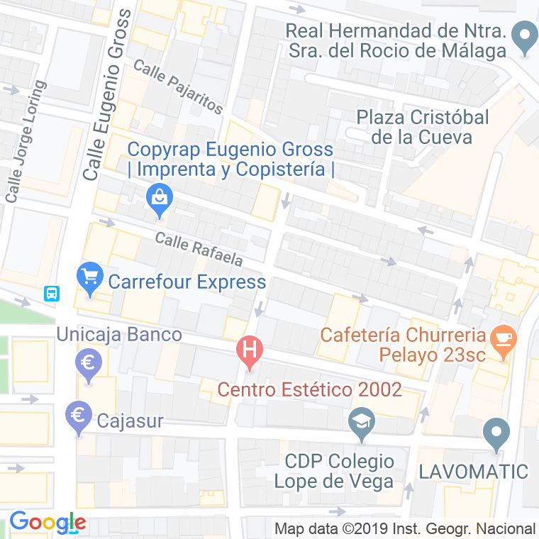Código Postal calle Rafaela en Málaga