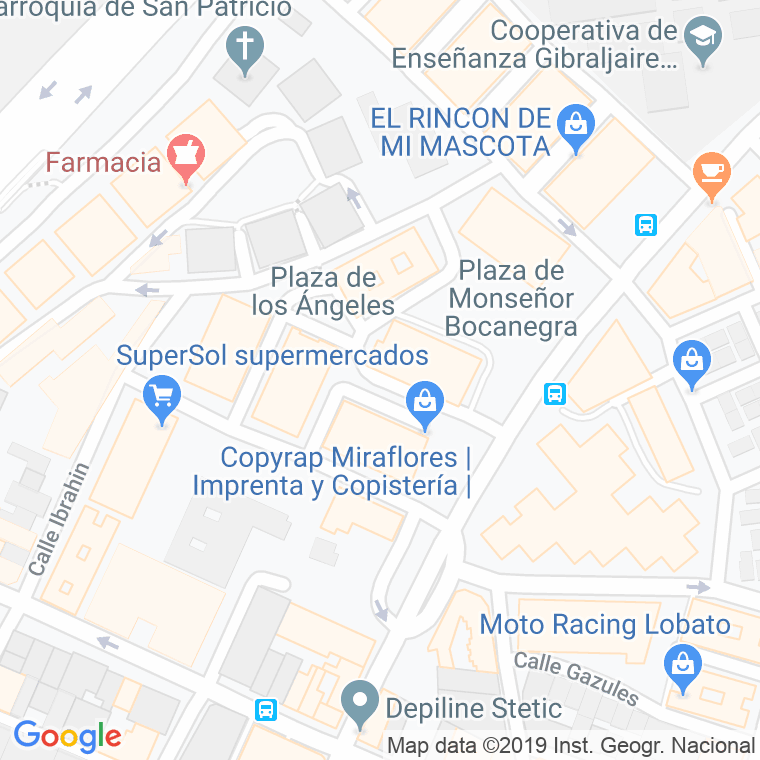 Código Postal calle Angeles, plaza en Málaga