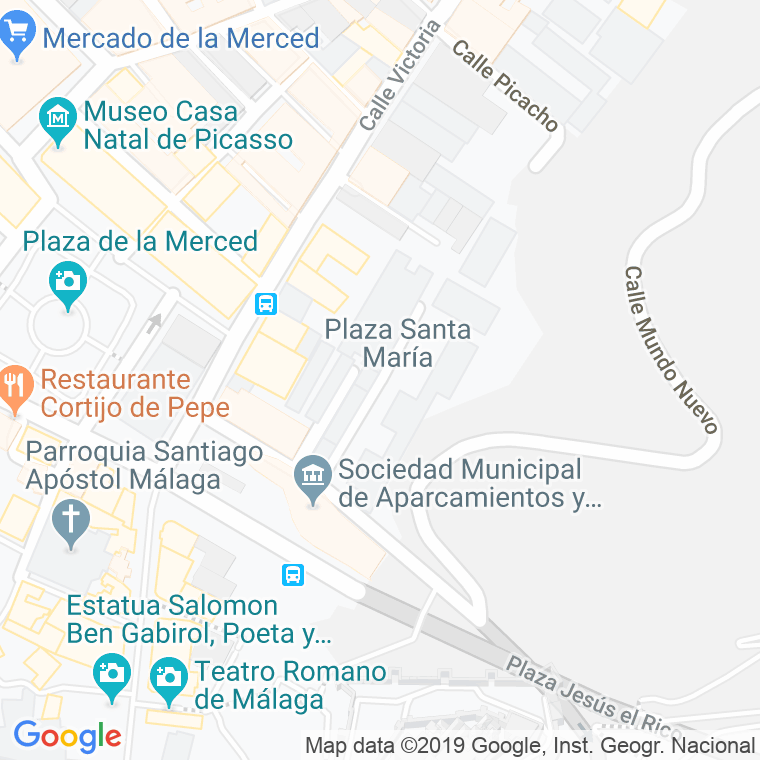 Código Postal calle Santa Maria, plaza (Impares Del 1 Al Final)  (Pares Del 2 Al Final) en Málaga