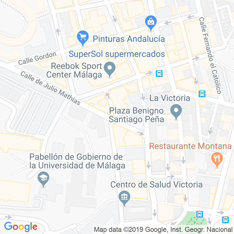 Código Postal calle Cortina en Málaga