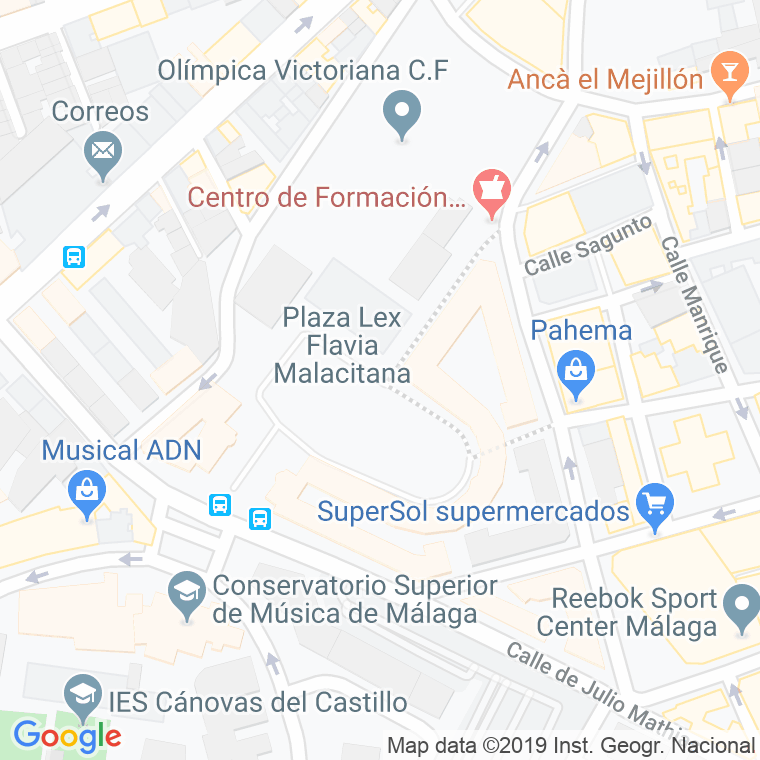 Código Postal calle Lex Flavia Malacitana, plaza en Málaga
