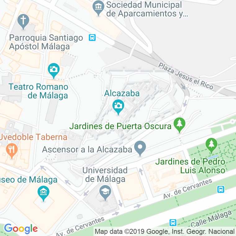 Código Postal calle Alcazaba De La, plaza en Málaga