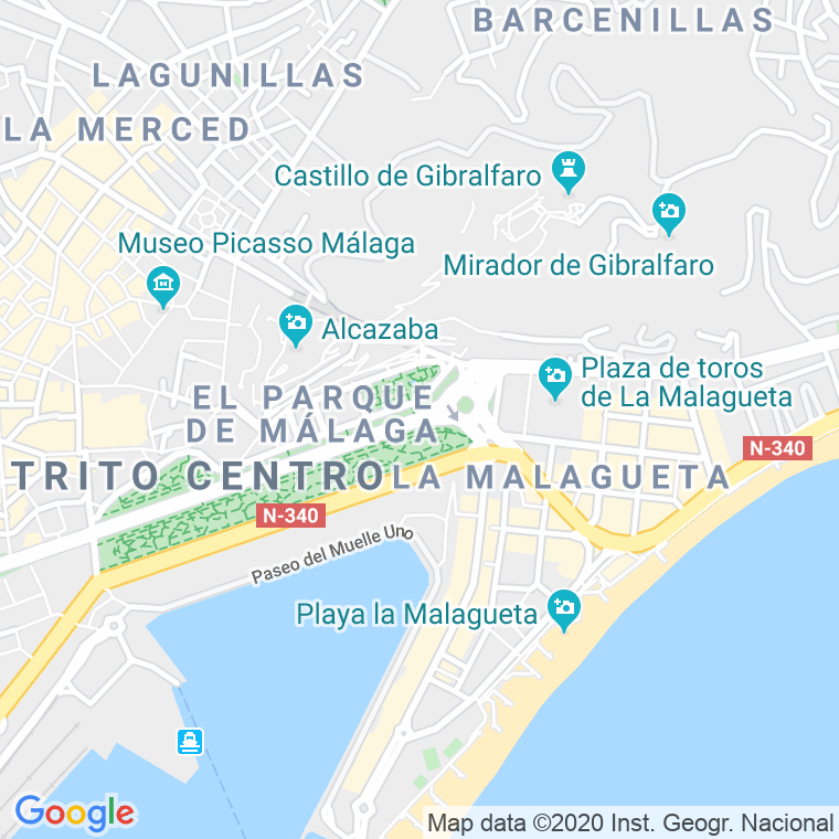 Código Postal calle Parque, Del, paseo en Málaga