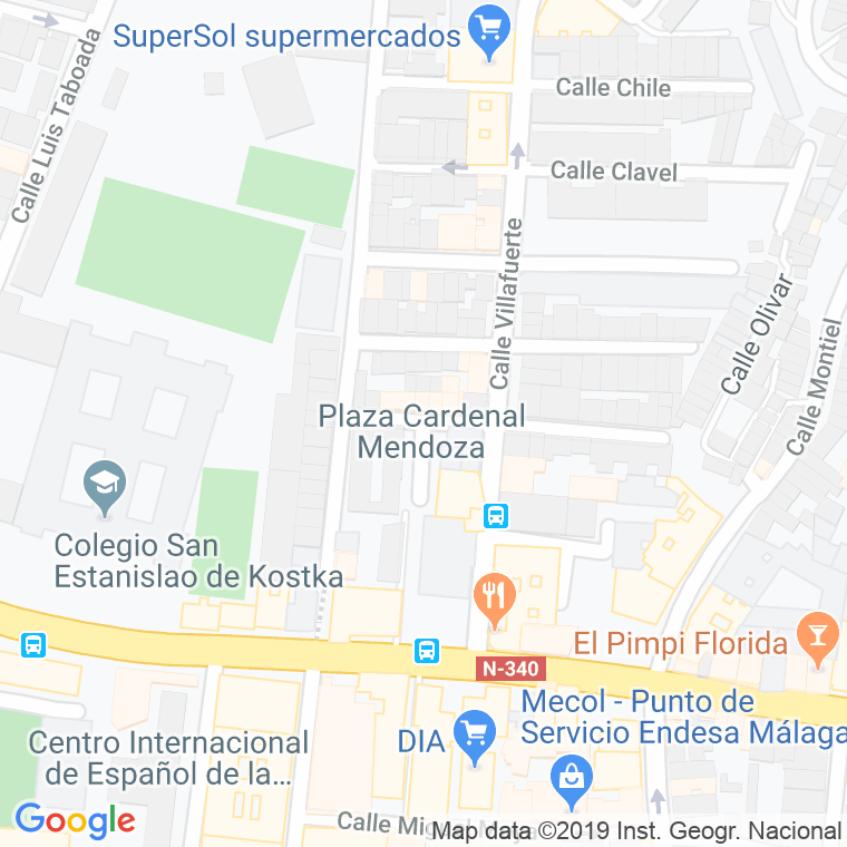 Código Postal calle Cardenal Mendoza, plaza en Málaga