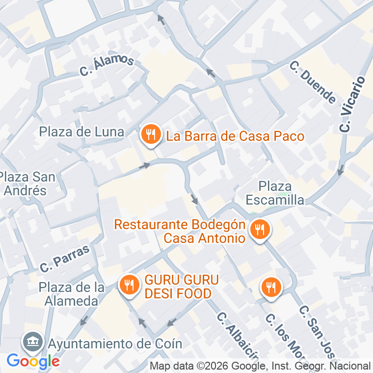 Código postal de Plaza Jose Bermudez de la Rubia en Coin