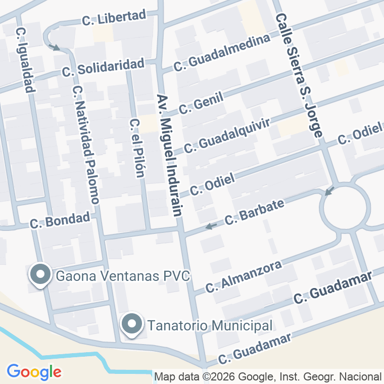 Código postal de Calle Odiel en Villanueva del Trabuco