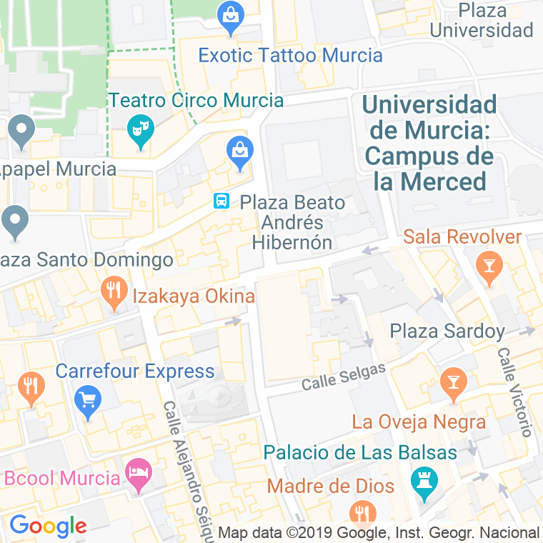 Código Postal calle Beato Andres Hibernon, plaza en Murcia