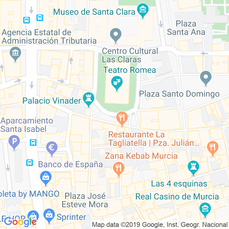 Código Postal calle Julian Romea, plaza en Murcia