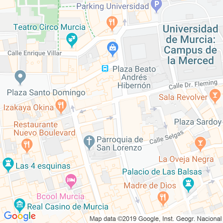 Código Postal calle Saavedra Fajardo en Murcia