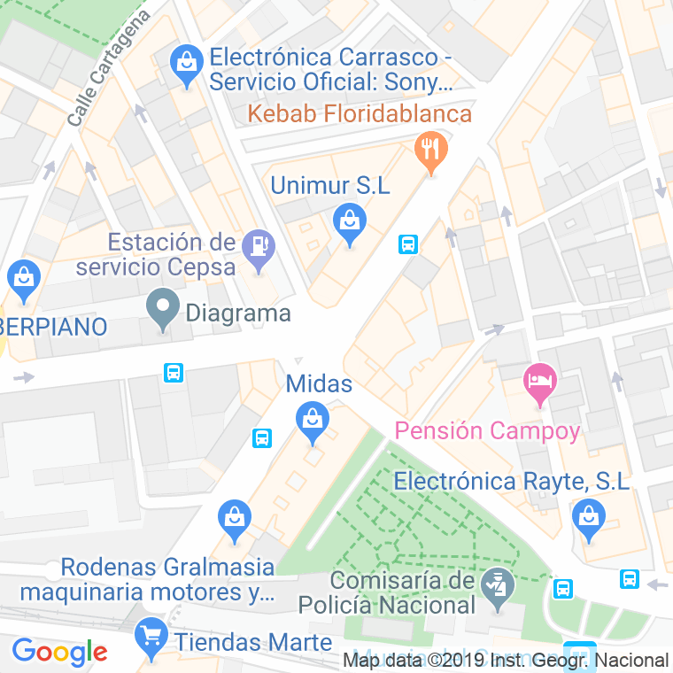 Código Postal calle Ingeniero Juan De La Cierva, plaza en Murcia