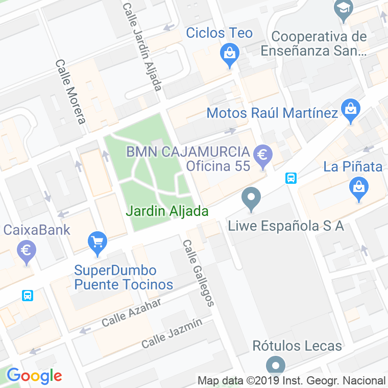 Código Postal calle Jardin Aljada (Puente Tocinos) en Murcia