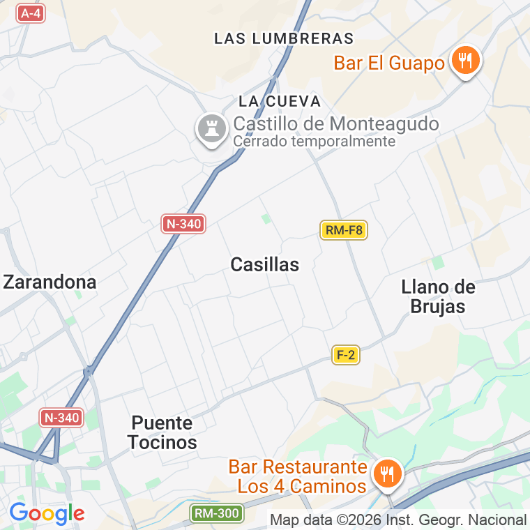 Código postal de Aceros (casillas), Carril en Murcia