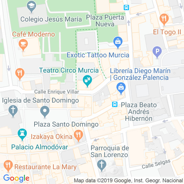 Código Postal calle Enrique Villar Bas en Murcia