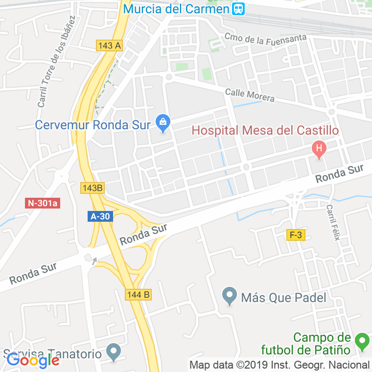 Código Postal calle Condesa, De La, carril en Murcia