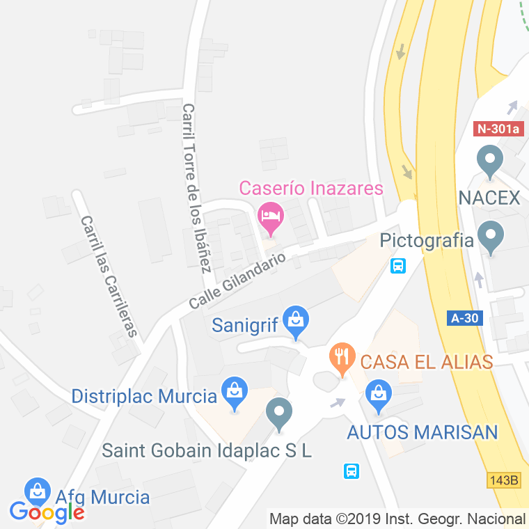 Código Postal calle Gilandario en Murcia