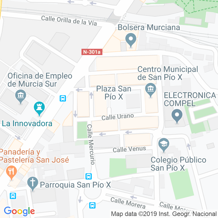 Código Postal calle San Pio X, plaza en Murcia