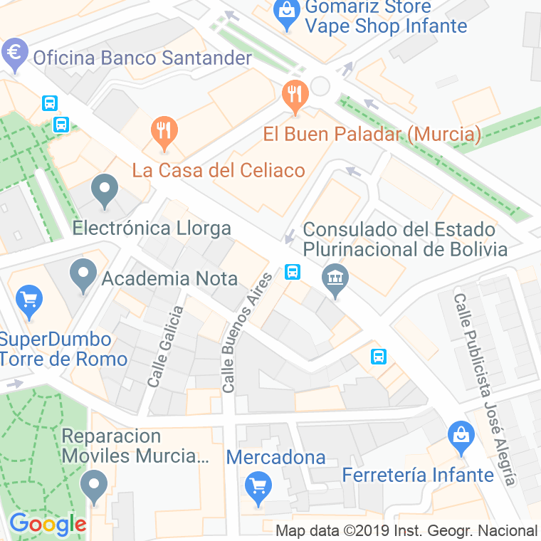 Código Postal calle Buenos Aires en Murcia
