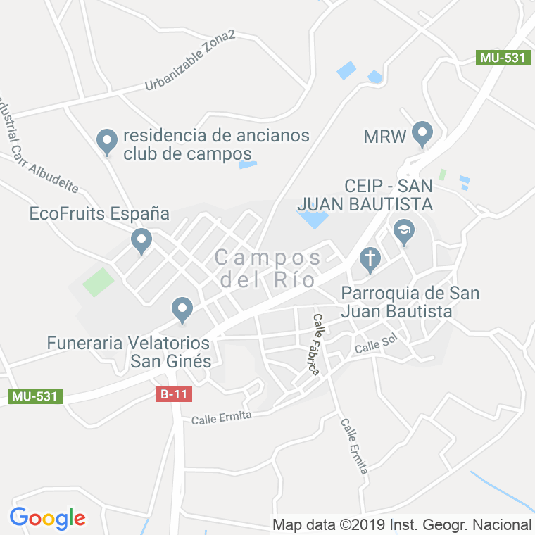 Código Postal de Campos Del Rio en Murcia