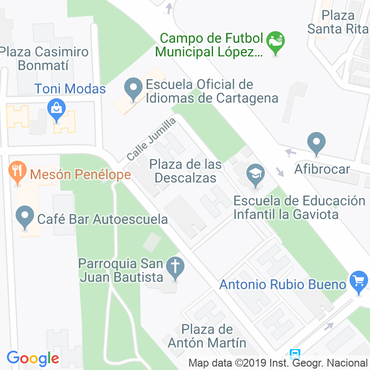 Código Postal calle Descalzas, plaza en Cartagena