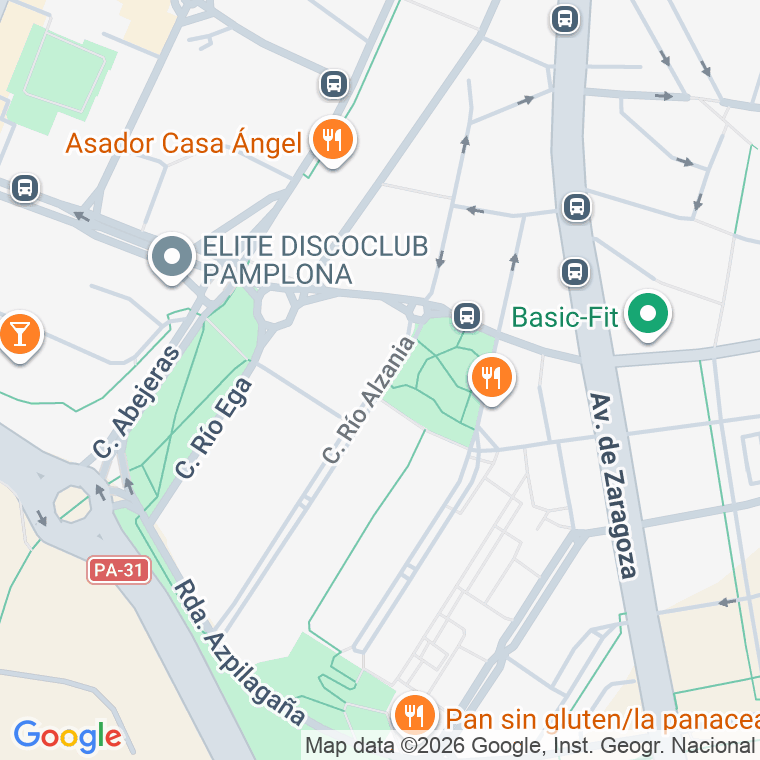Código postal de Rio Alzania   (impares del 1 al 15)  (pares del 2 al 10) en Pamplona