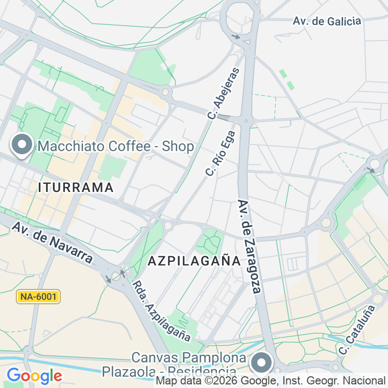 Código postal de Rio Ega   (impares del 1 al 21)  (pares del 2 al 46) en Pamplona