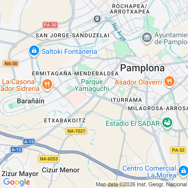 Código postal de Antso Azkararren, Etorbidea (impares del 1 al 71)  (pares del 2 al 24) en Pamplona