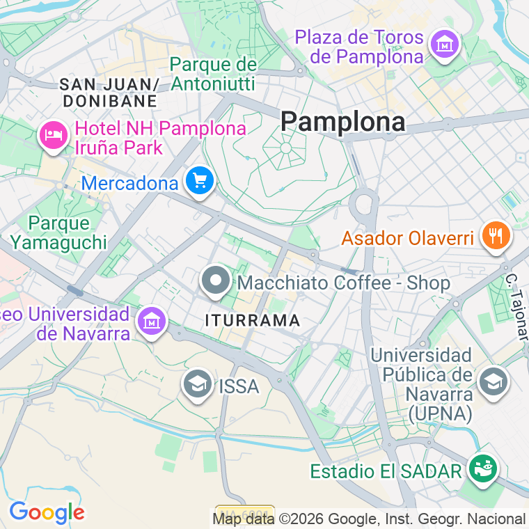 Código postal de Iturrama   (impares del 1 al 43)  (pares del 2 al 36) en Pamplona