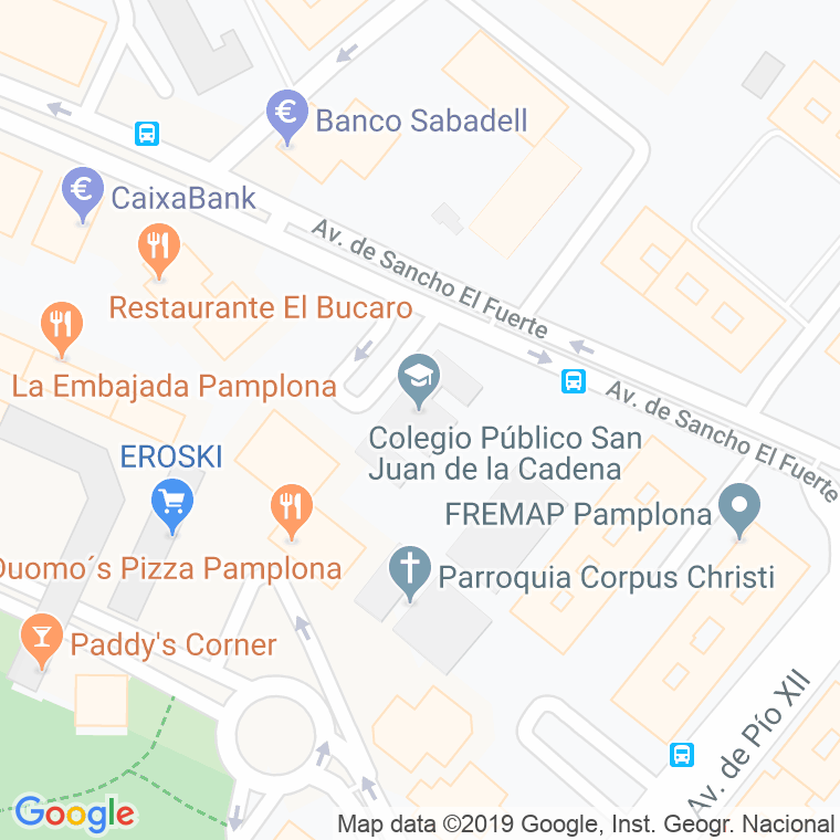 Código Postal calle San Juan De La Cadena, paseo en Pamplona