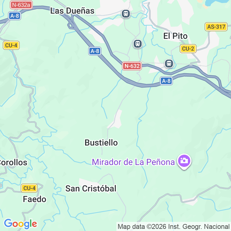 Código postal de Ctra Piñera a San Cristobal en Bustiello