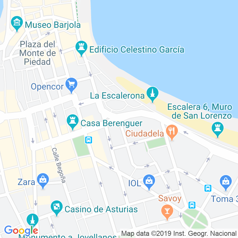 Código Postal calle Jacobo Olañeta en Gijón