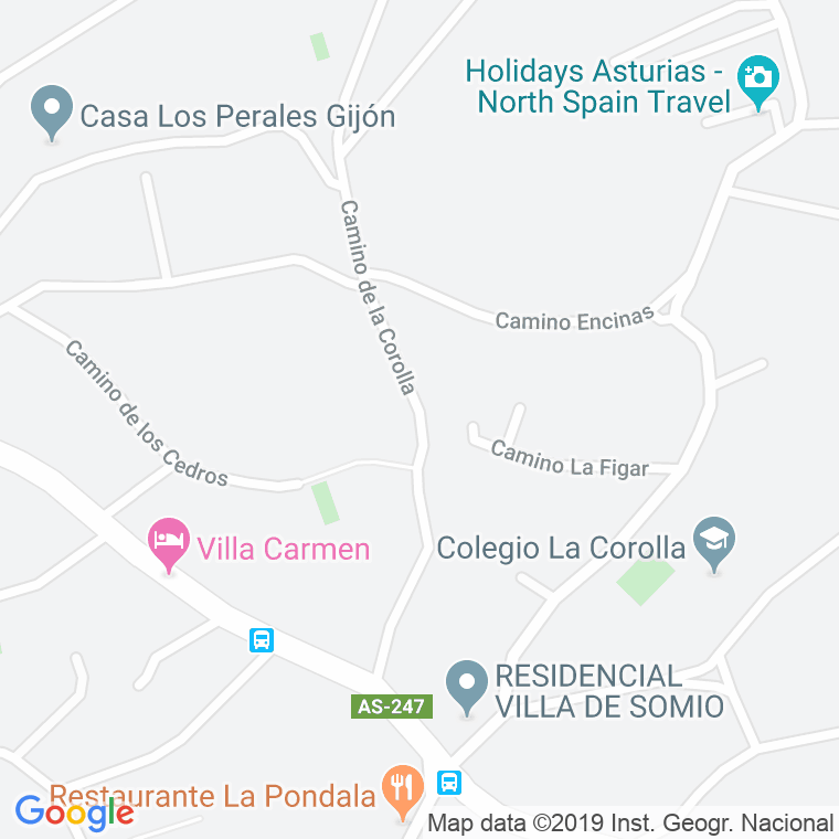 Código Postal calle Corolla, De La, camino en Gijón