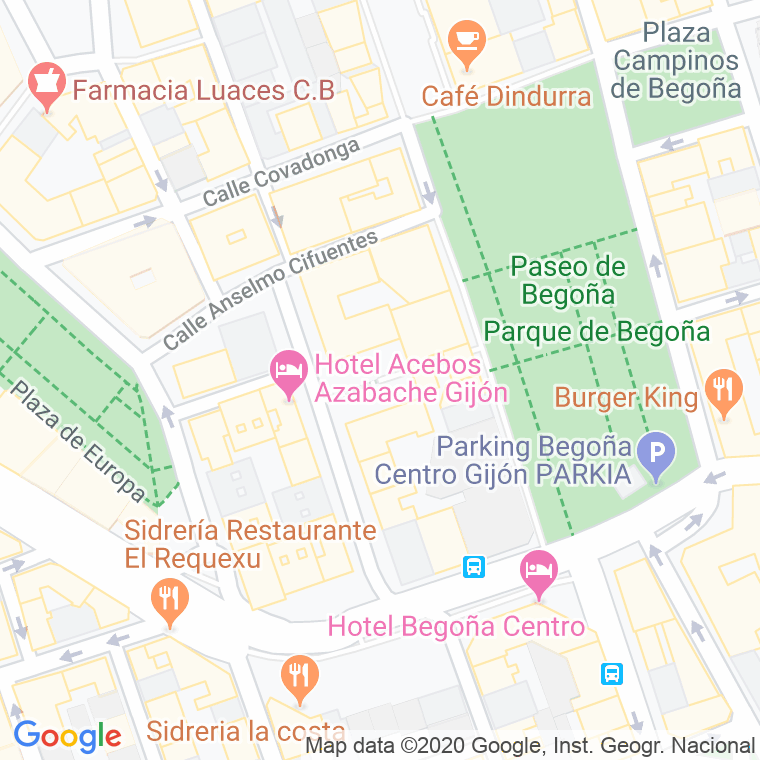 Código Postal calle Nicanor Piñole, De, plaza en Gijón
