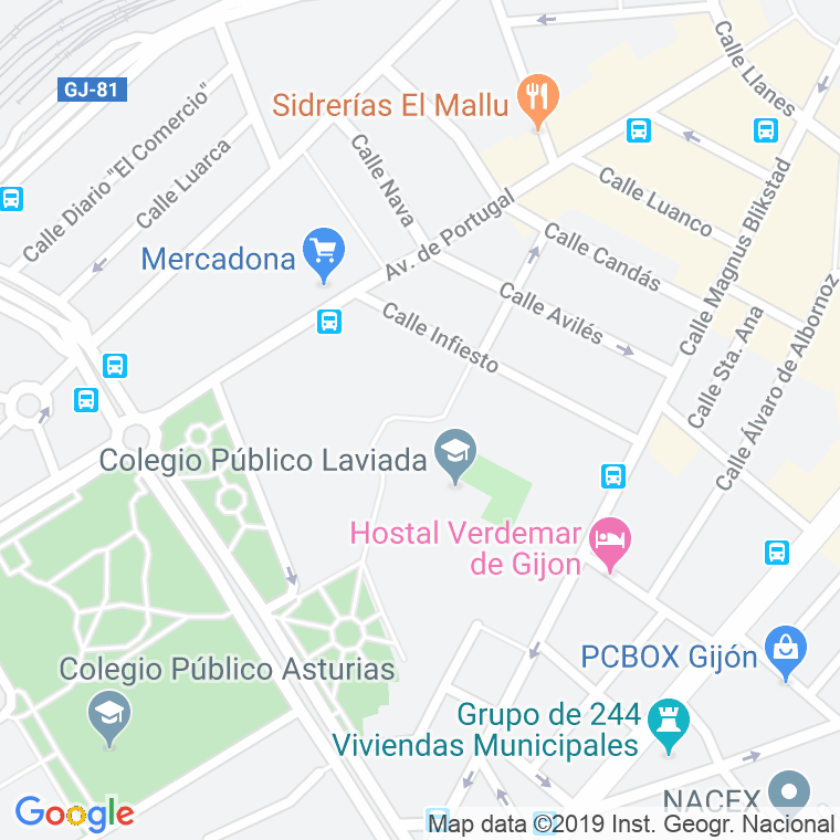 Código Postal calle Juanin De Mieres en Gijón