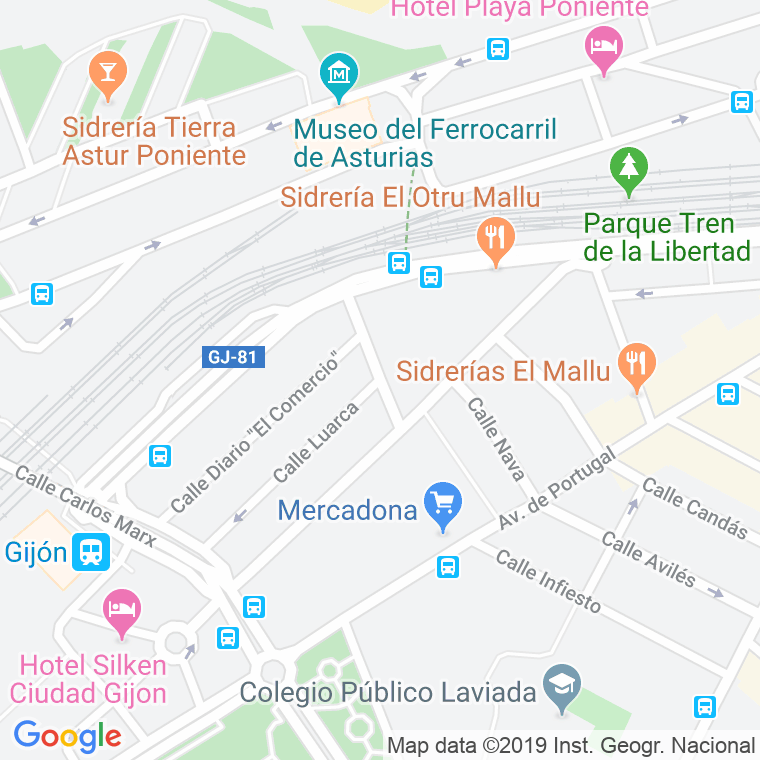 Código Postal calle Teodoro Cuesta en Gijón