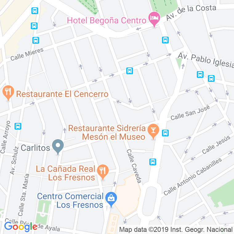 Código Postal calle Caveda, prolongacion (Impares Del 1 Al Final)  (Pares Del 2 Al Final) en Gijón
