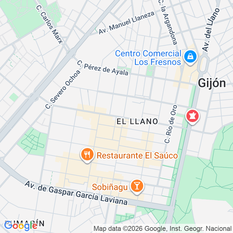Código postal de Juan Alvargonzalez   (impares del 95 al Final)  (pares del 78 al Final) en Gijón