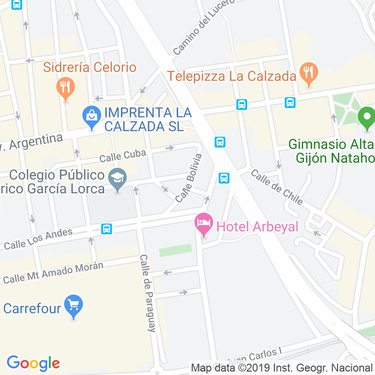 Código Postal calle Bolivia en Gijón